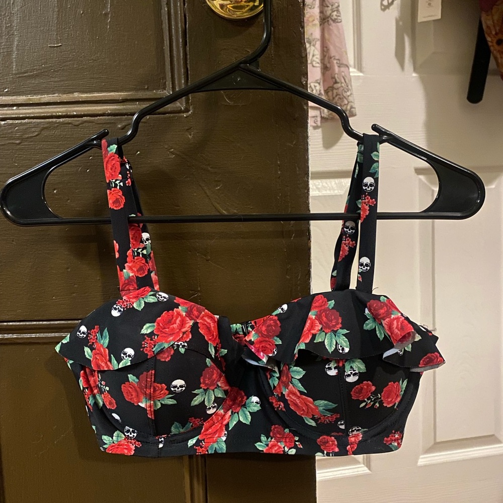 Rose and Skull Bikini Top